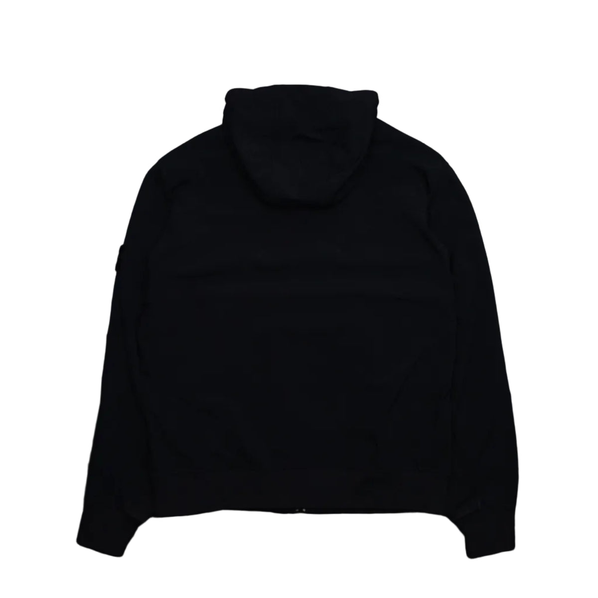 Stone Island hooded zip jacket in black with compass badge, back view