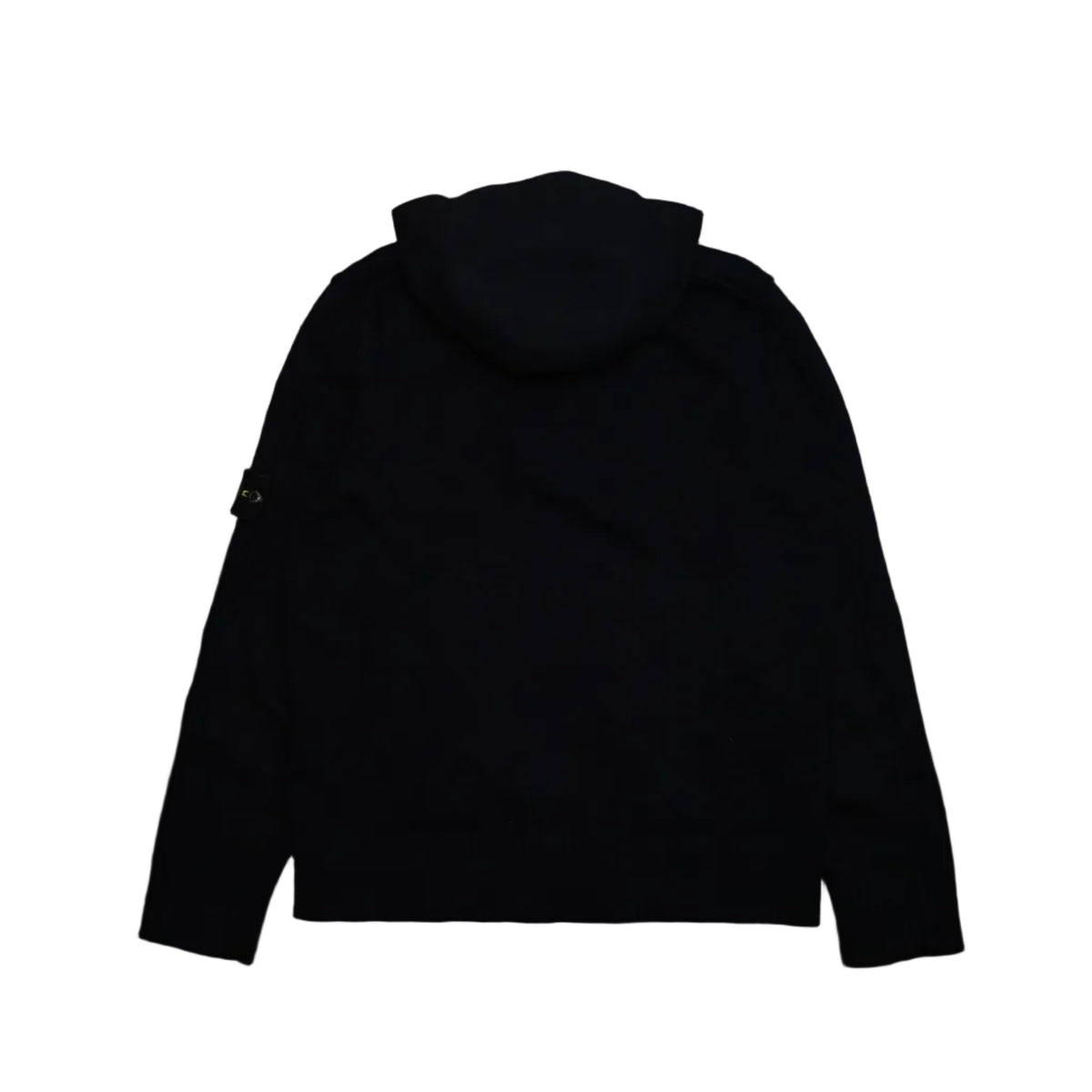 Stone Island hooded zip-up knit jacket in black with compass badge, back view