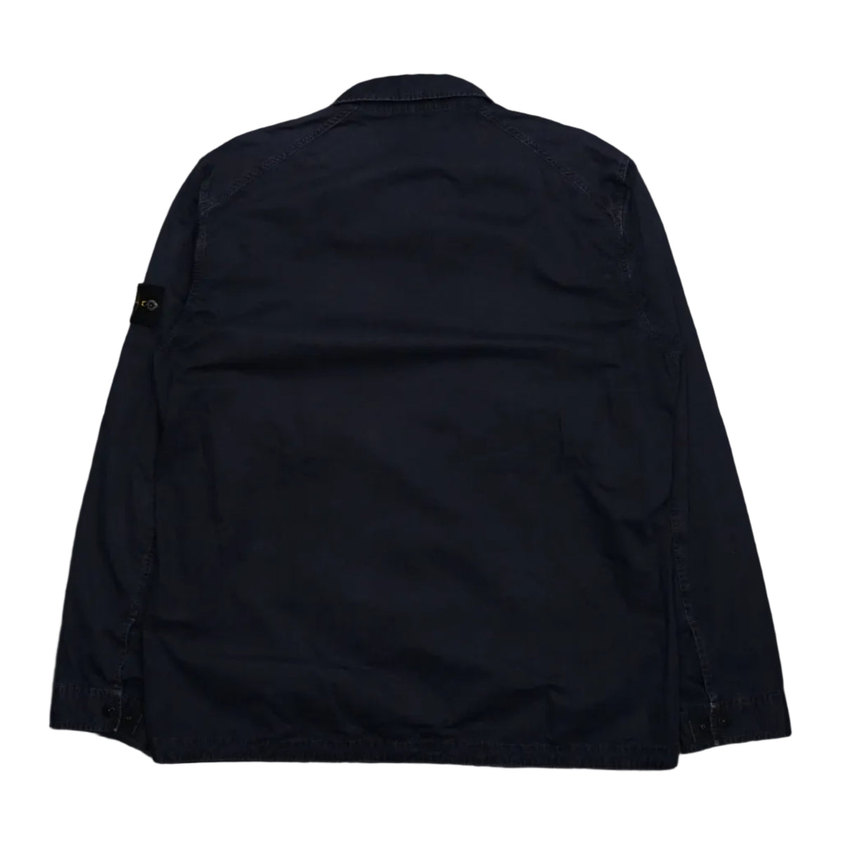 Pre-owned Stone Island Old Treatment overshirt in navy with compass badge on left sleeve, back view