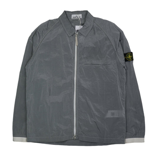 Stone Island Silver Metallic Nylon Overshirt - Stone Island - SecondPlace