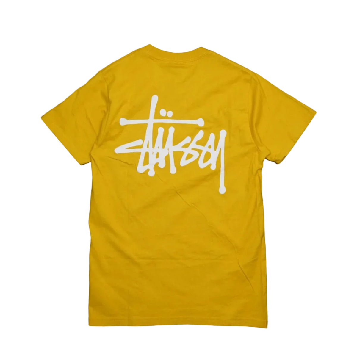 Brand new Stussy Basic Honey Yellow T-Shirt, back view