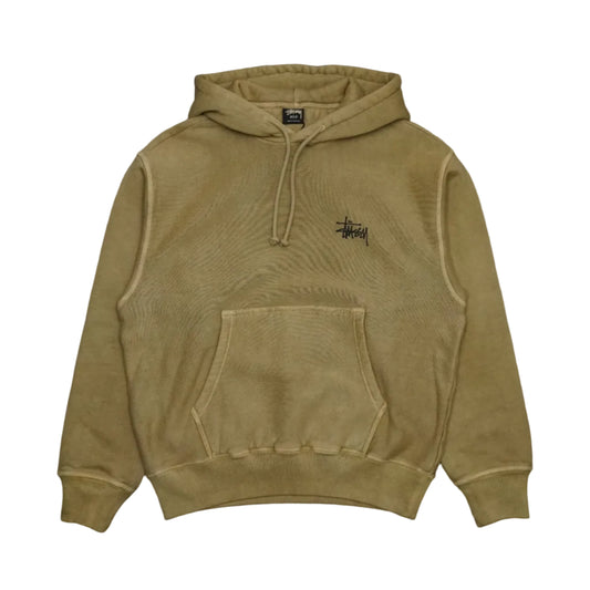 Brand new Stussy Basic Stussy Elm Green Hoodie 1925001 in Elm green, front view