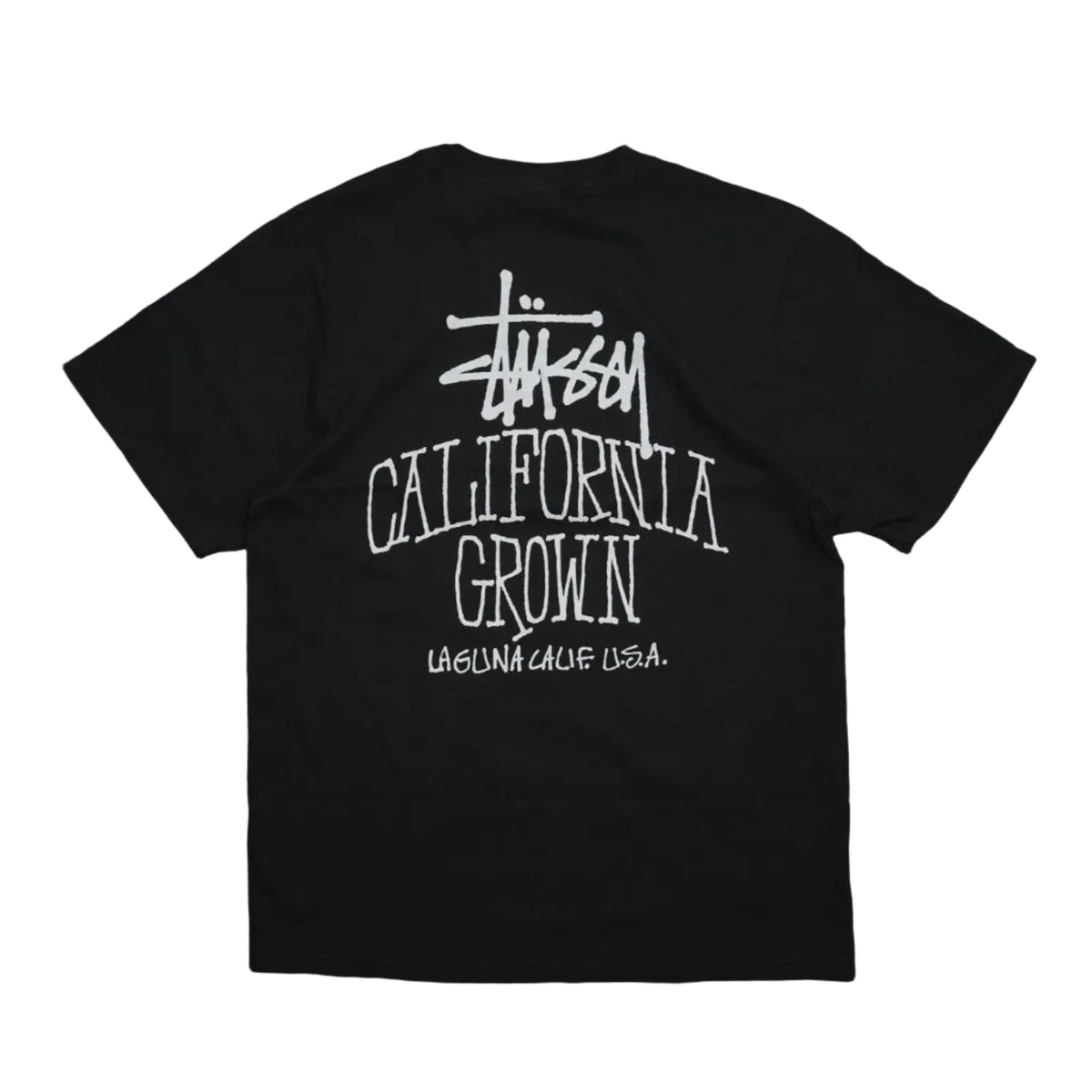 Brand new Stussy Cali Grown Faded Black Dyed T-Shirt, back view