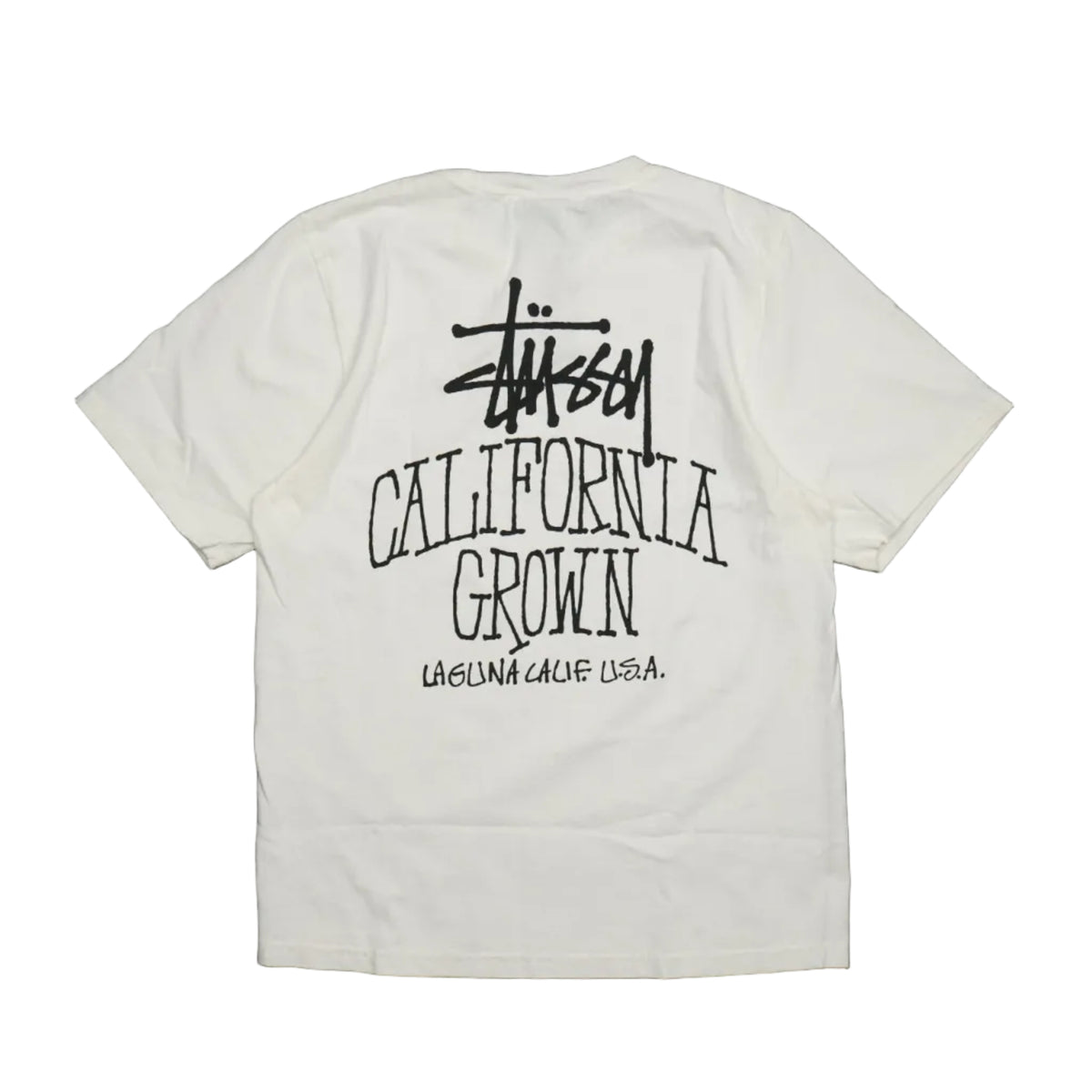 Brand new Stussy Cali Grown Natural White Dyed T-Shirt, back view