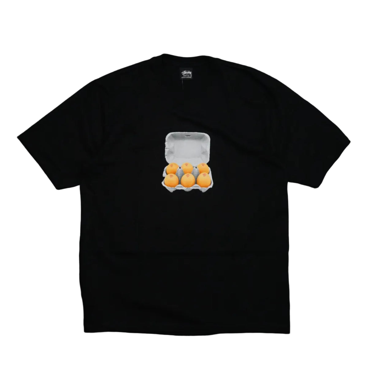 Brand new Stussy Cartoon Black T-Shirt 1905148 in black, front view