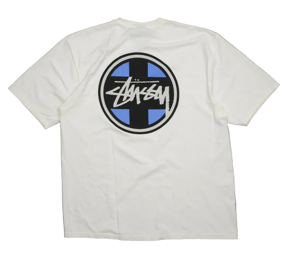 Brand new Stussy Cross Dot Natural White T-Shirt, back view