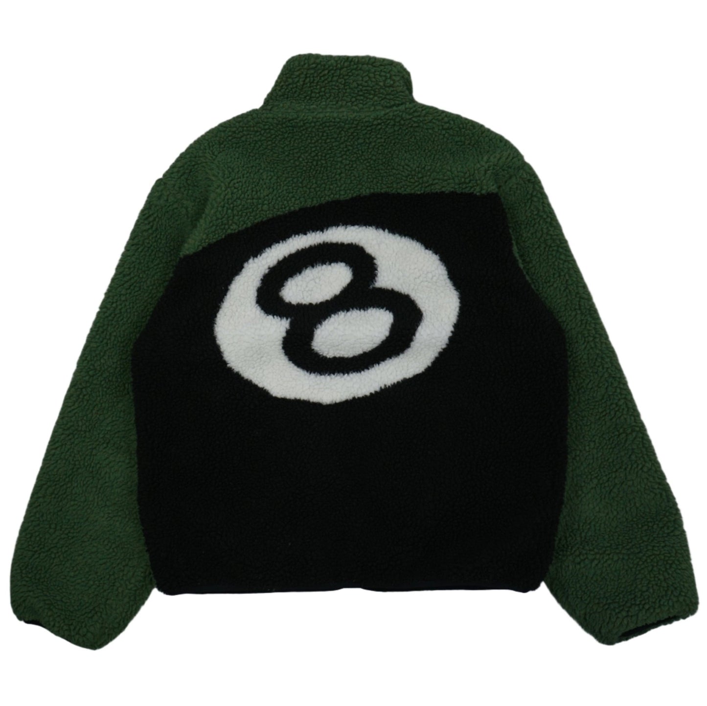 Stussy Eight Ball Green Black Reversible Fleece Jacket - Stussy - SecondPlace