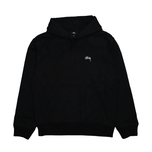 Brand new Stussy Mini Stock Logo Black Hoodie 118469 in black, front view