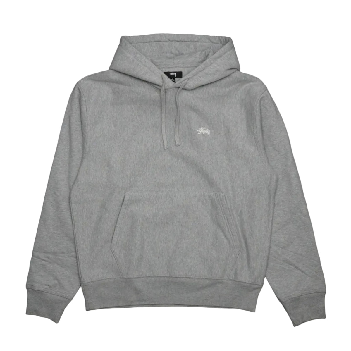 Brand new Stussy Mini Stock Logo Grey Hoodie 118469 in grey, front view