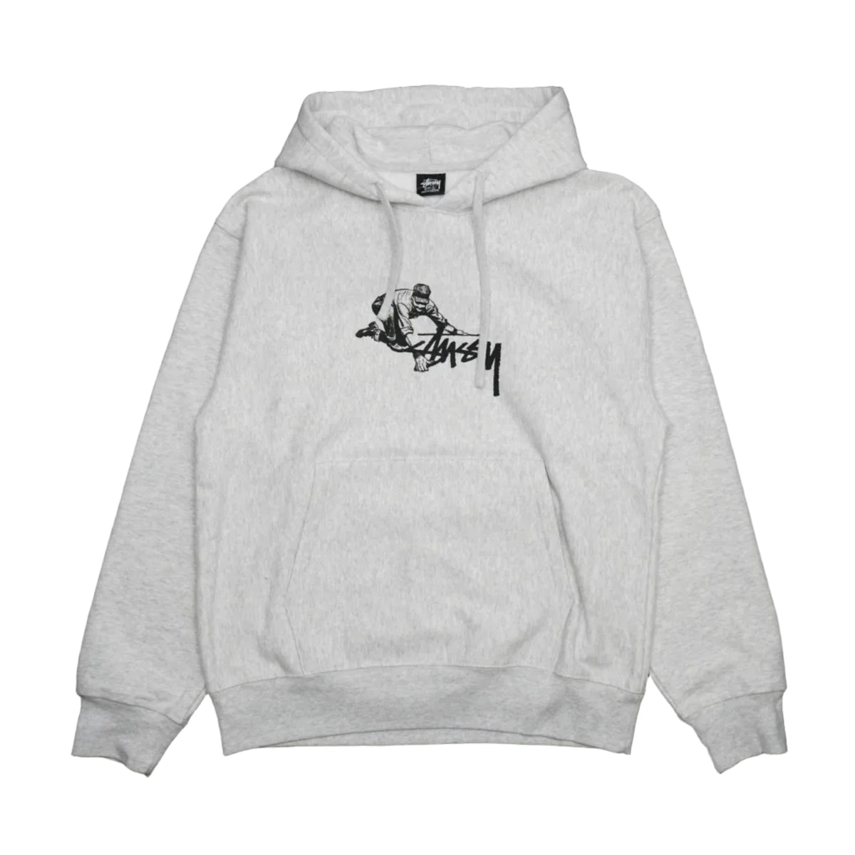 Brand new Stussy Worker Light Grey Hoodie 1925093, front view