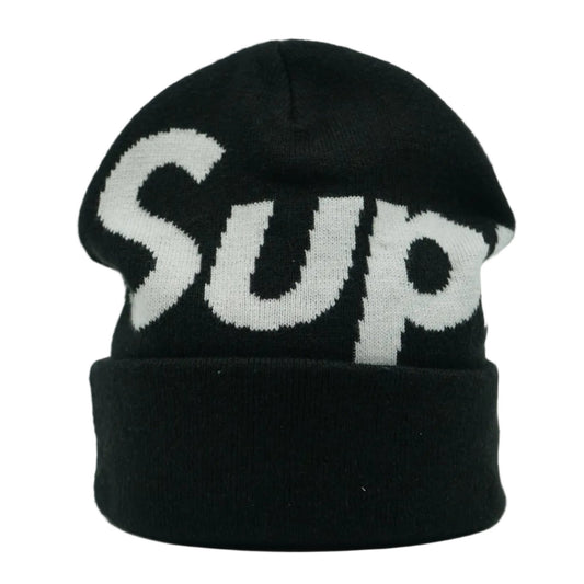 Supreme Big Logo Black Beanie - Supreme - SecondPlace