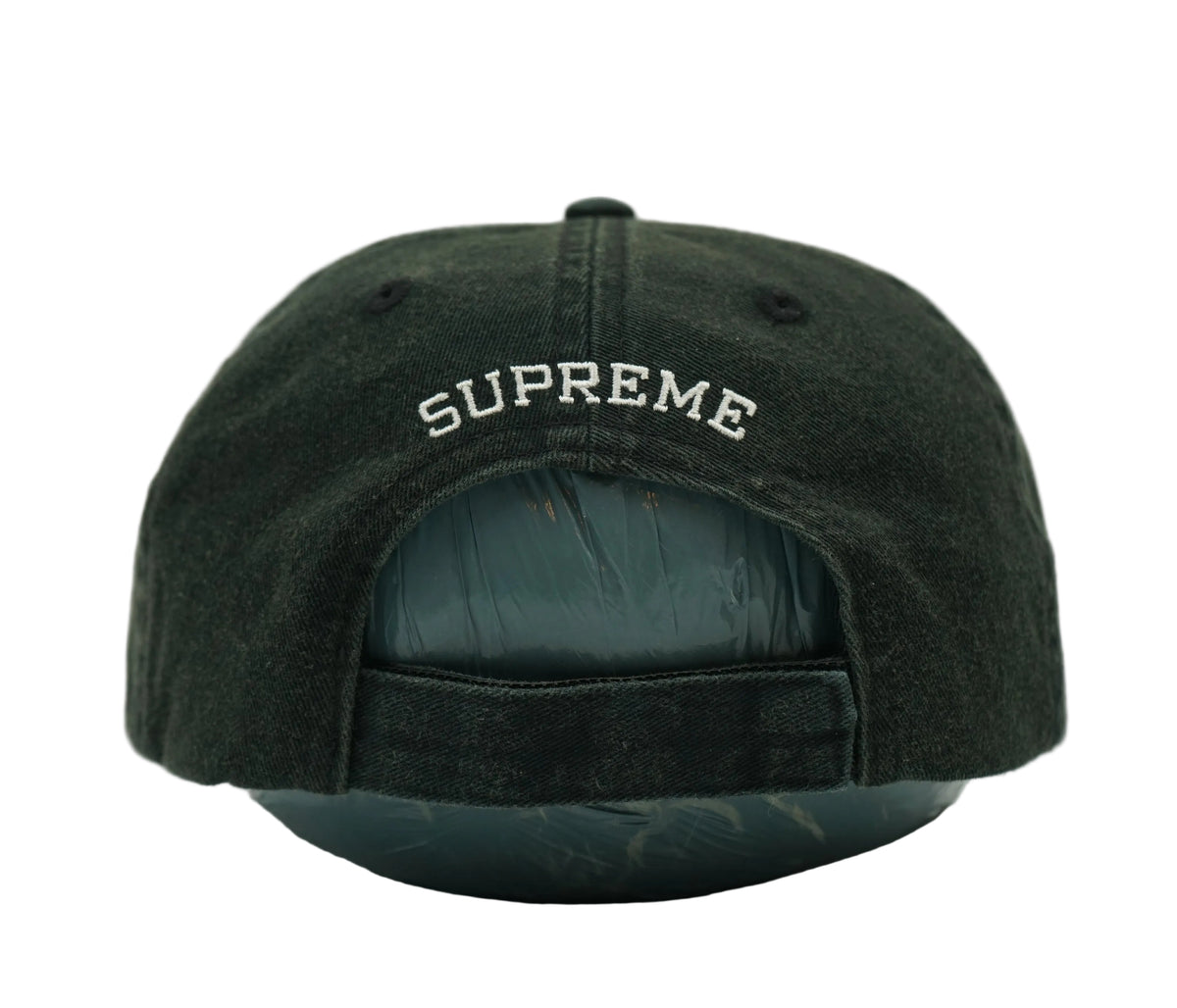 Supreme Bottle Opener 6-Panel cap in washed black with arched Supreme embroidery and adjustable strap, back view