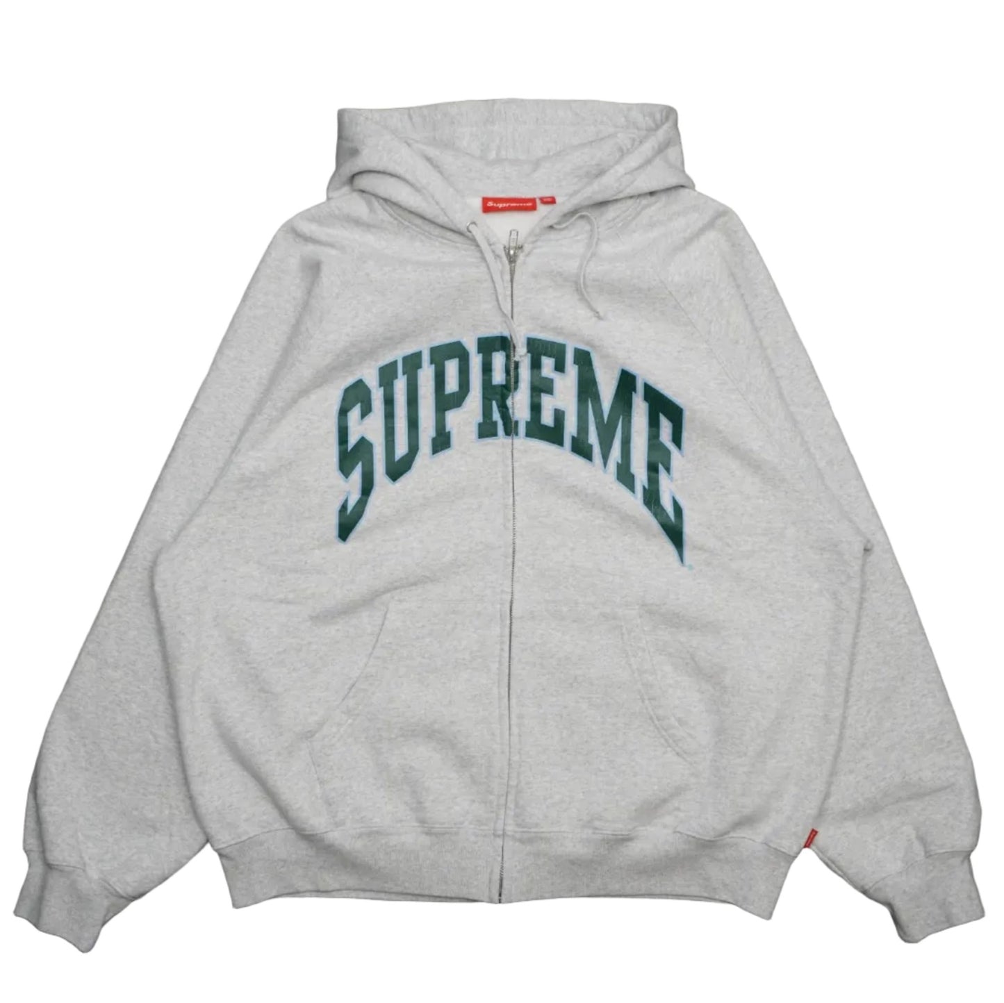 Supreme Cracked Raglan Zip-Up Hodie Heather Grey - Supreme - SecondPlace