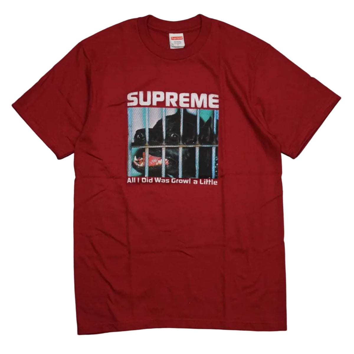Brand new Supreme Growl Cardinal T-Shirt FW26T5, front view