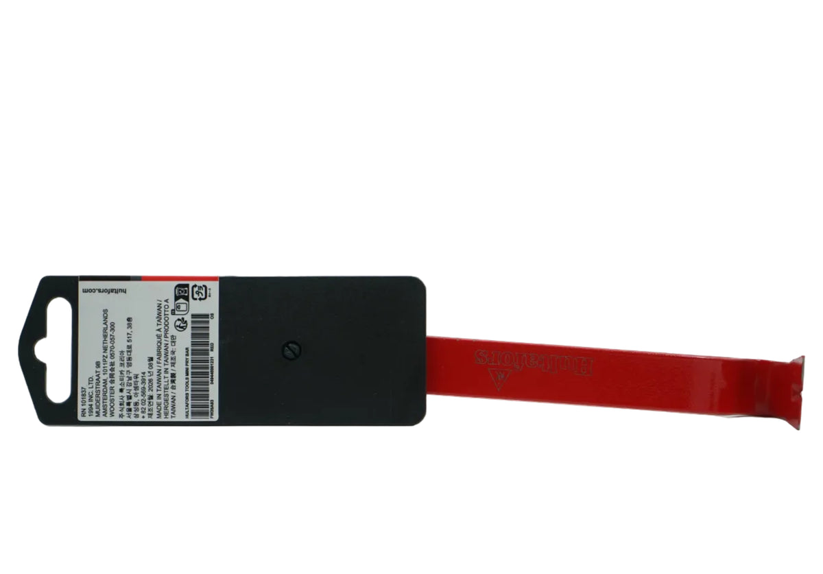 Brand new Supreme Hultafors Tools Mini Red Pry Bar with Supreme and Hultafors branding, detail view