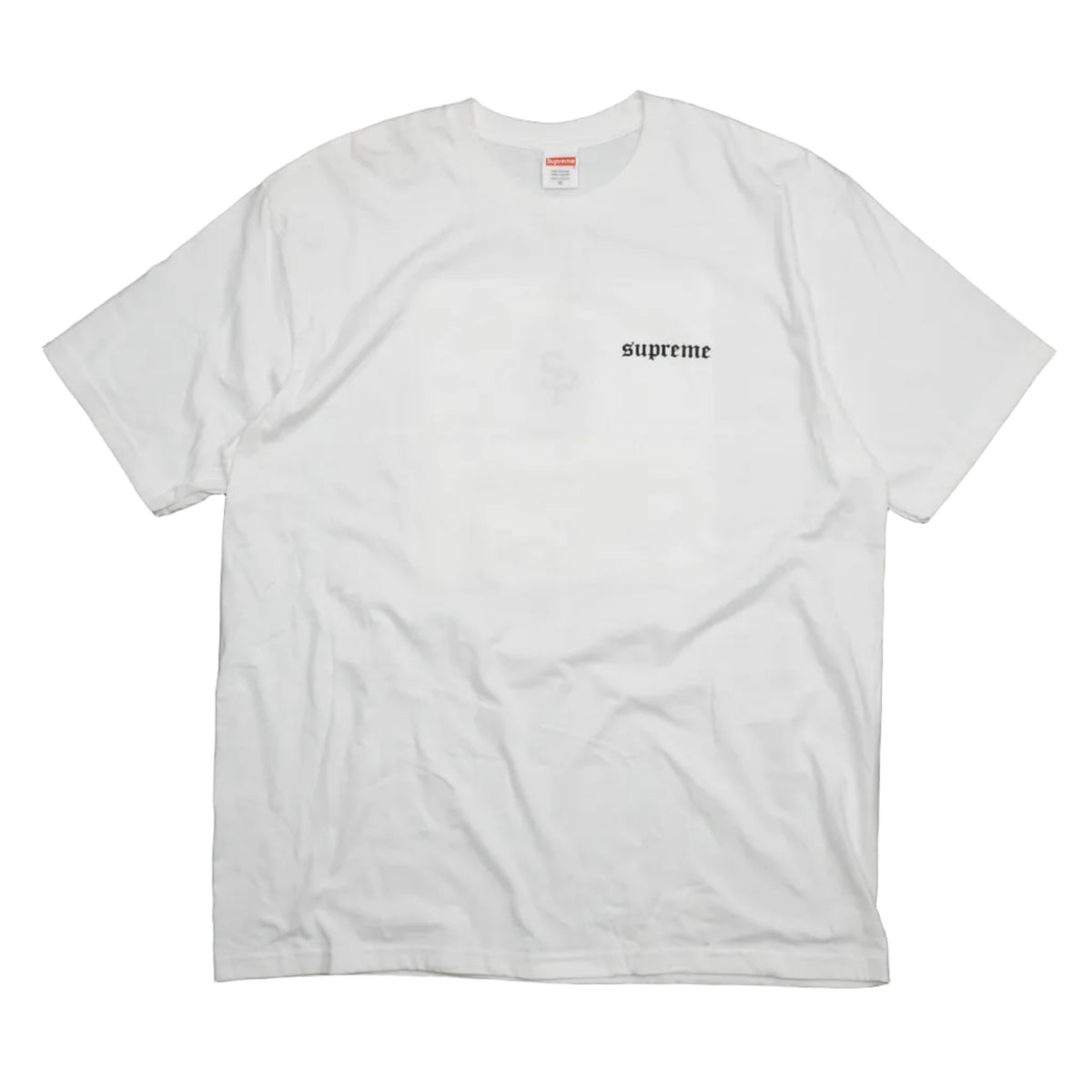 Brand new Supreme Target White T-Shirt FW25T27 with small gothic Supreme logo on the chest, front view