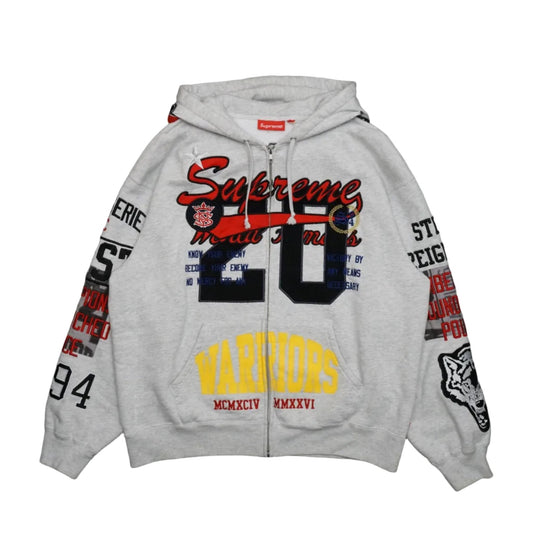 Supreme Warriors Applique Zip Up Ash Grey Hoodie - Supreme - SecondPlace