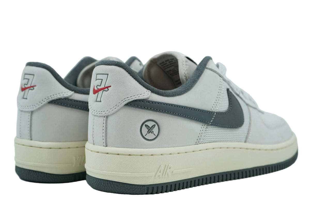 Yuto Horigome x Nike SB Air Force 1 Low with number 7 and red Swoosh on heel tab and feather logo, back view